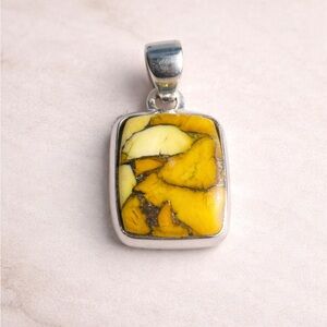 NEW Honey Dahlia Turquoise 925 Sterling Silver Stamped Pendant Open Back NWOT